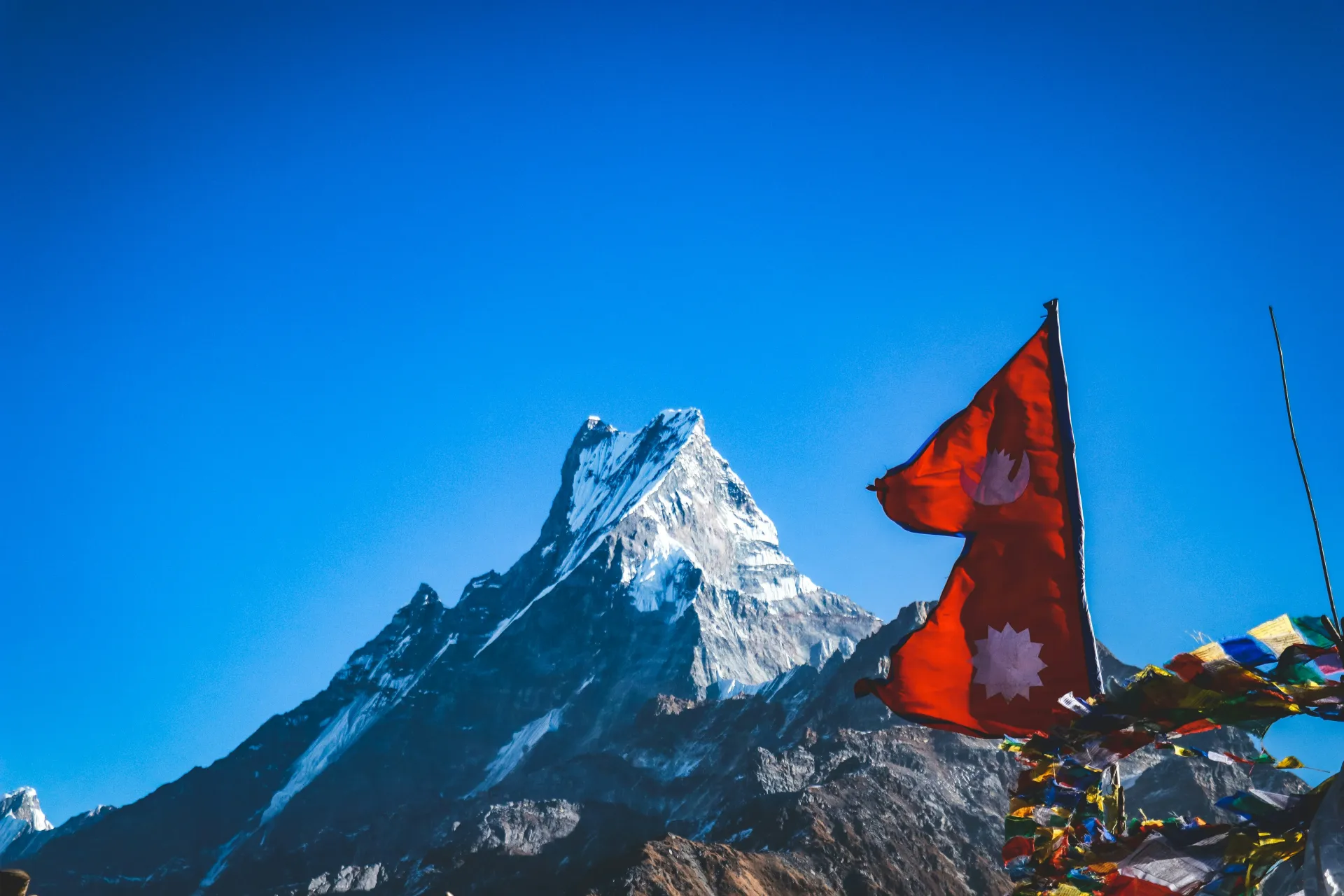 Nepal Flag and mountain